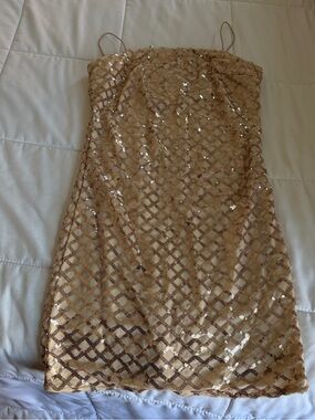 PrettyLittleThing Champagne Sequin Mini Dress